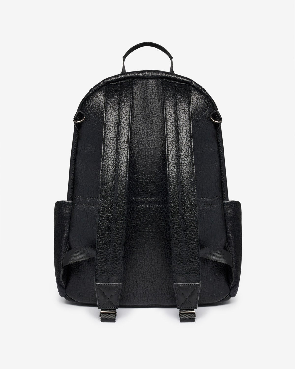 Black backpack on a white background