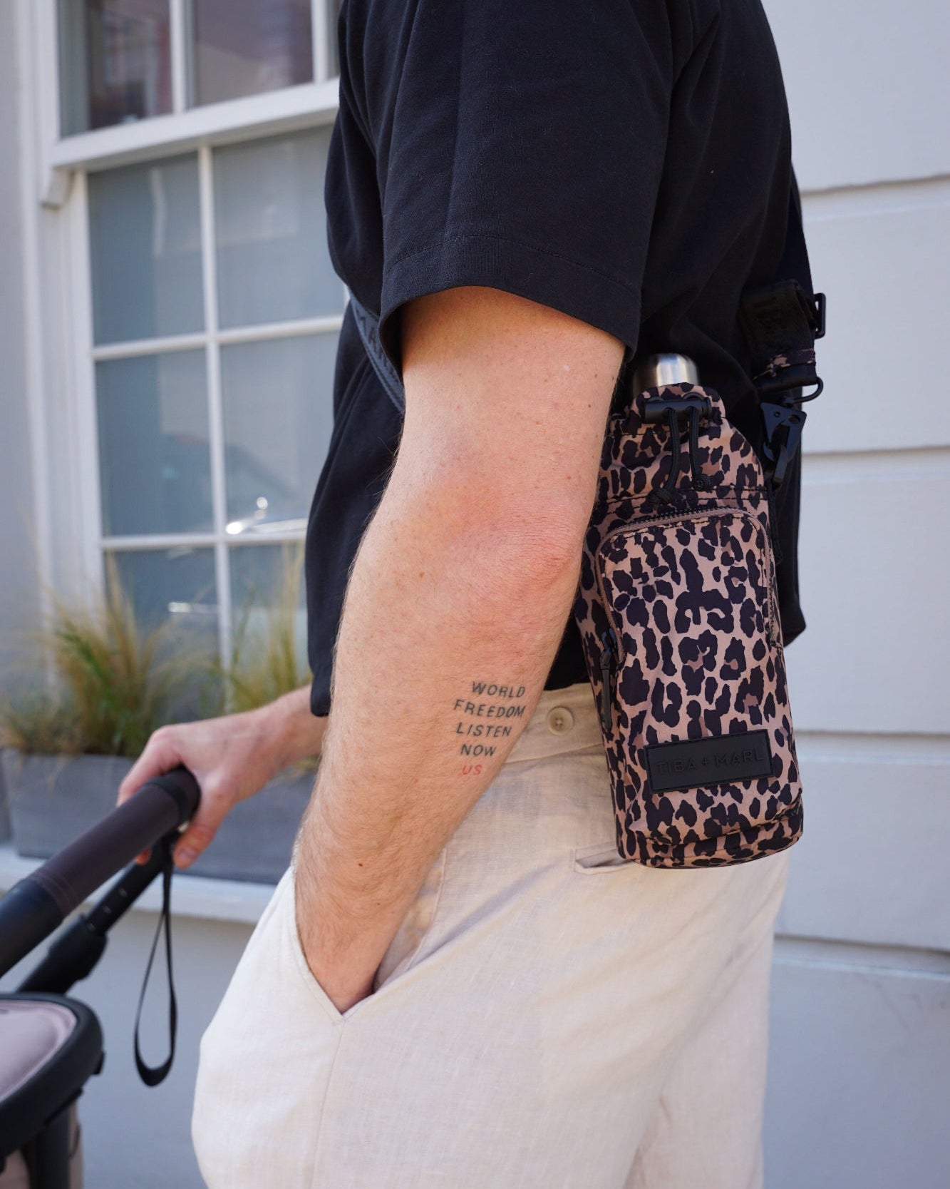 T+M Travel X-Body Insulated Bottle Bag Leopard Print