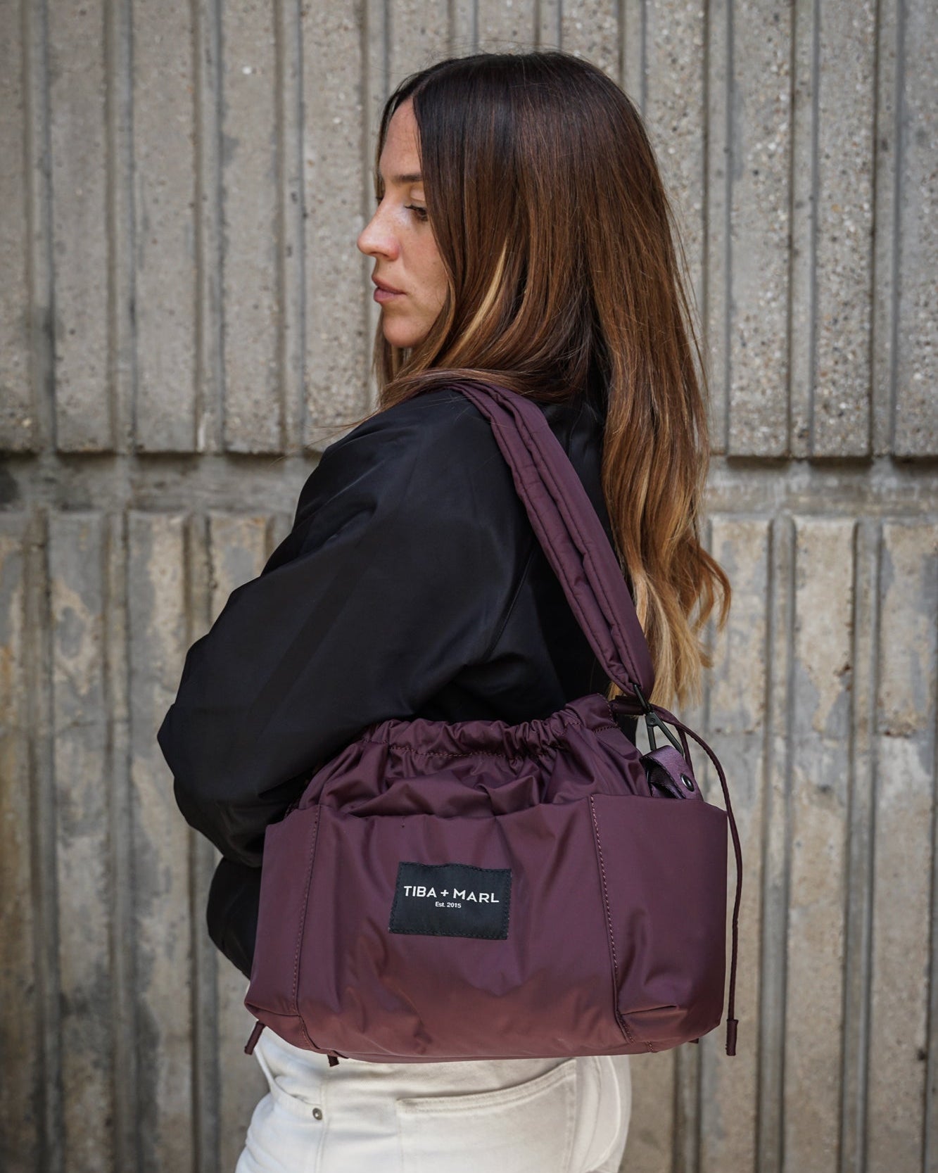 PRE-ORDER Mini Luna Drawstring Stroller Bag Burgundy