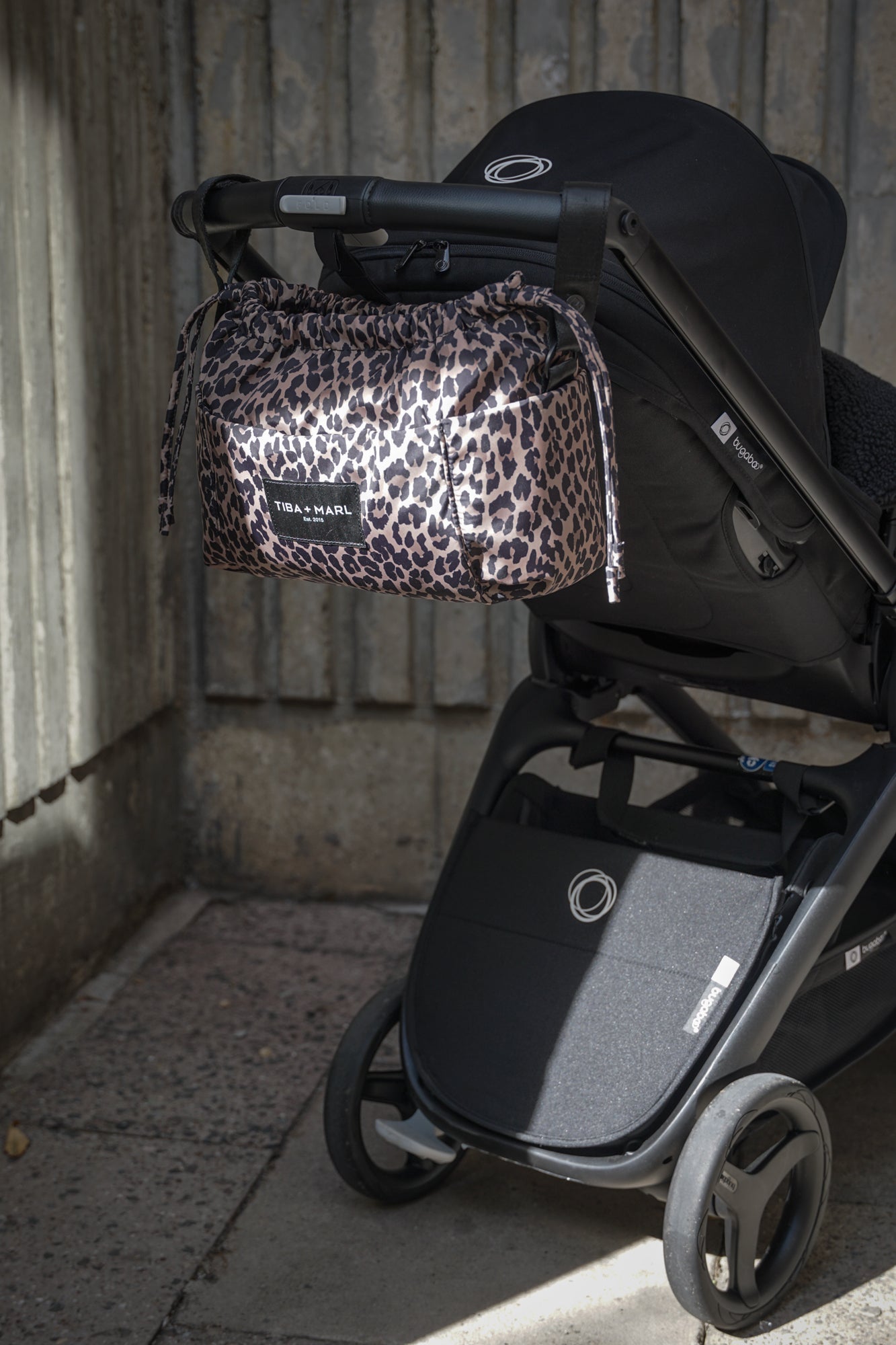 MINI LUNA DRAWSTRING STROLLER BAG LEOPARD PRINT