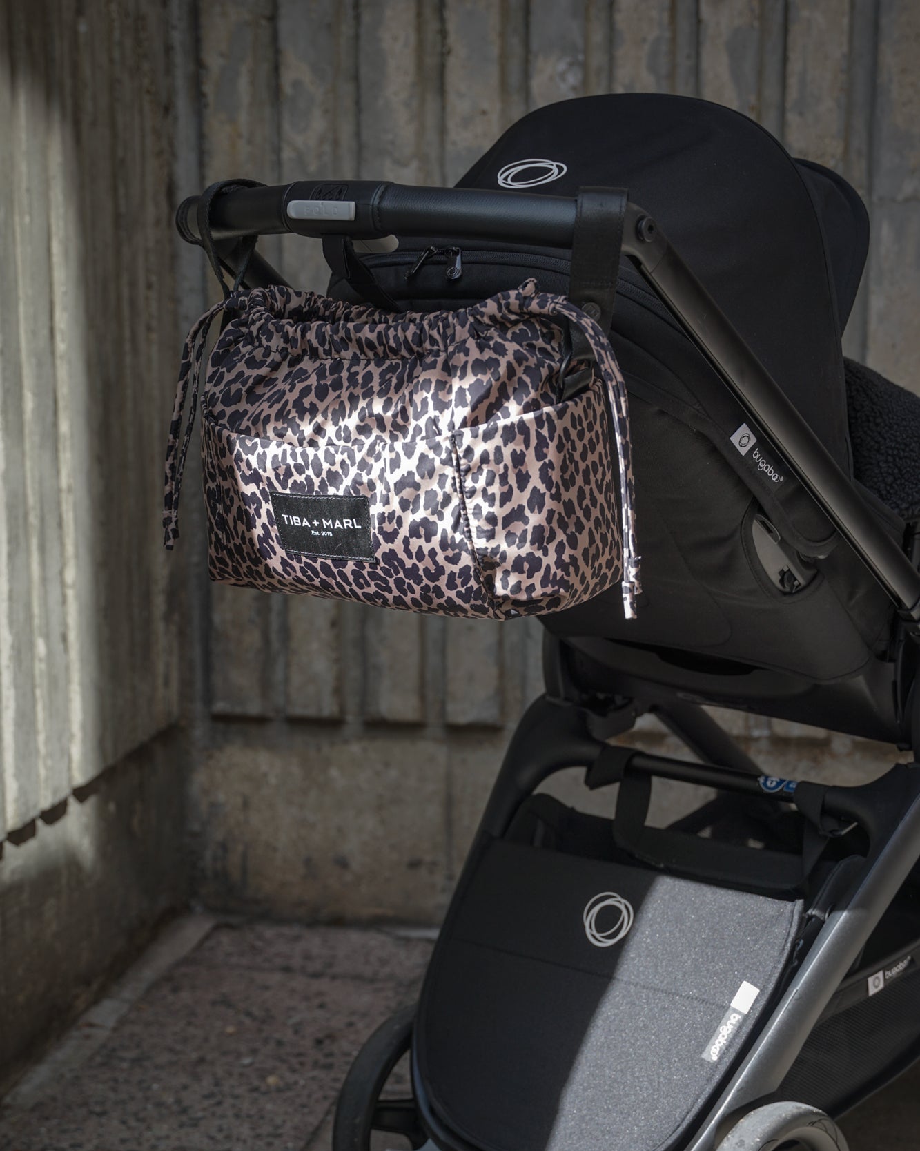 Mini Luna Drawstring Stroller Bag Leopard Print