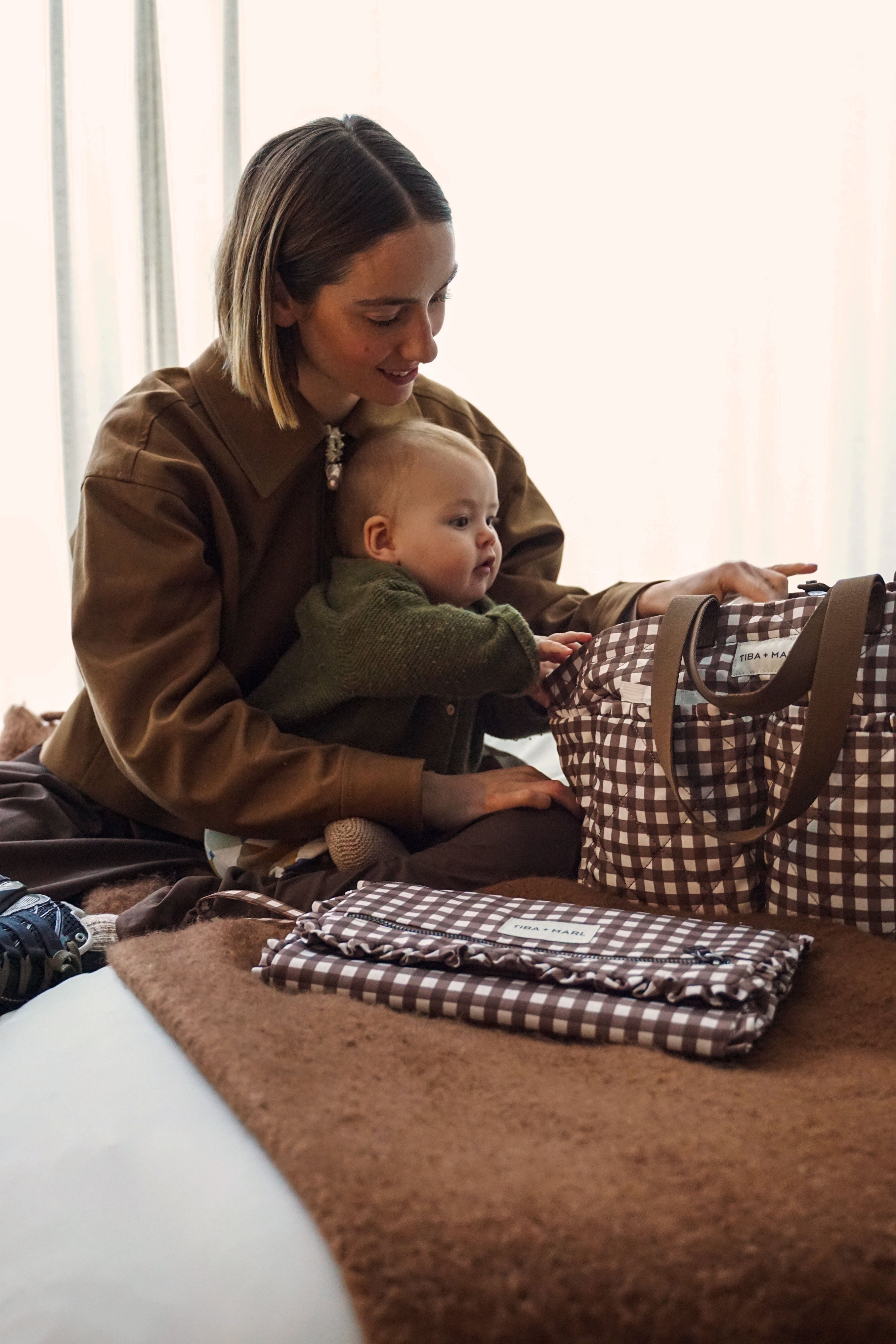Etta Changing Clutch Brown Gingham