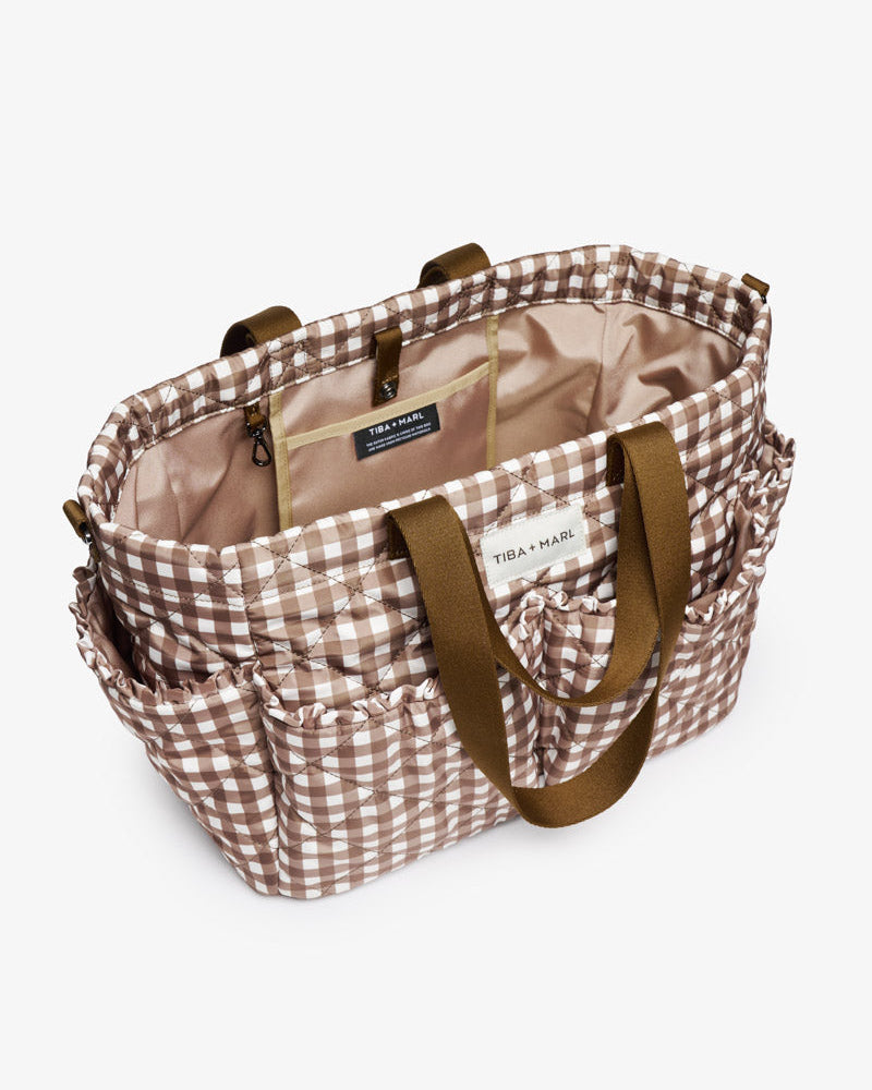T+M Pocket Tote Brown Gingham