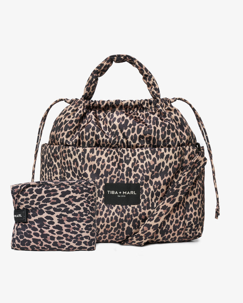 PRE-ORDER Luna Drawstring Changing Tote Leopard Print