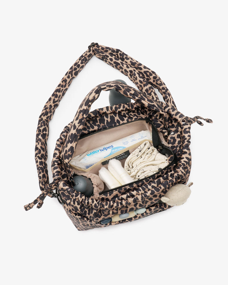 Mini Luna Drawstring Stroller Bag Leopard Print