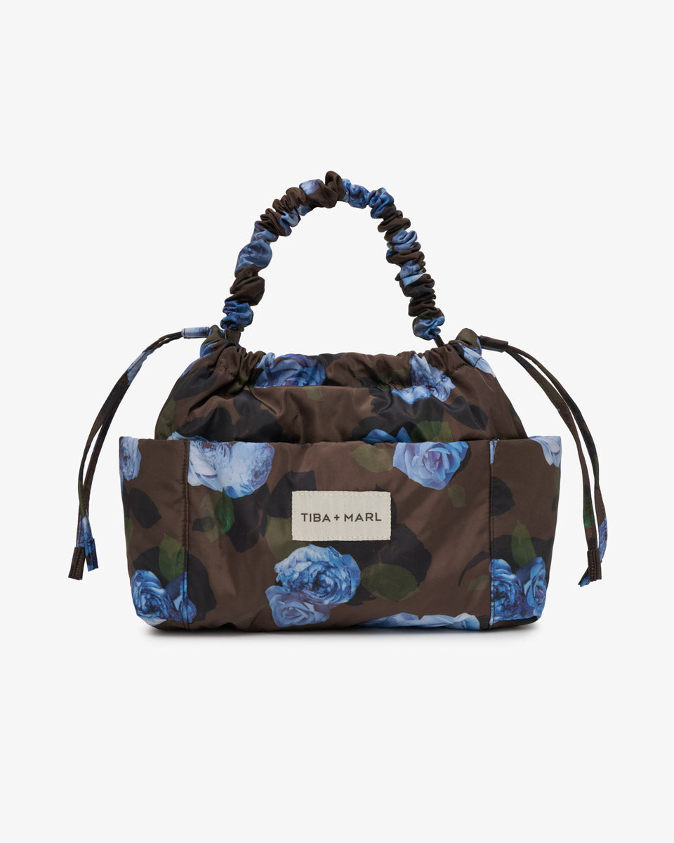 Mini Luna Drawstring Stroller Bag Brown Floral Print