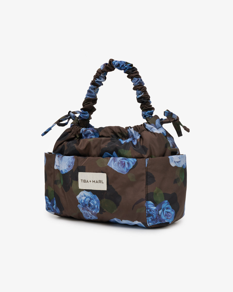Mini Luna Drawstring Stroller Bag Brown Floral Print