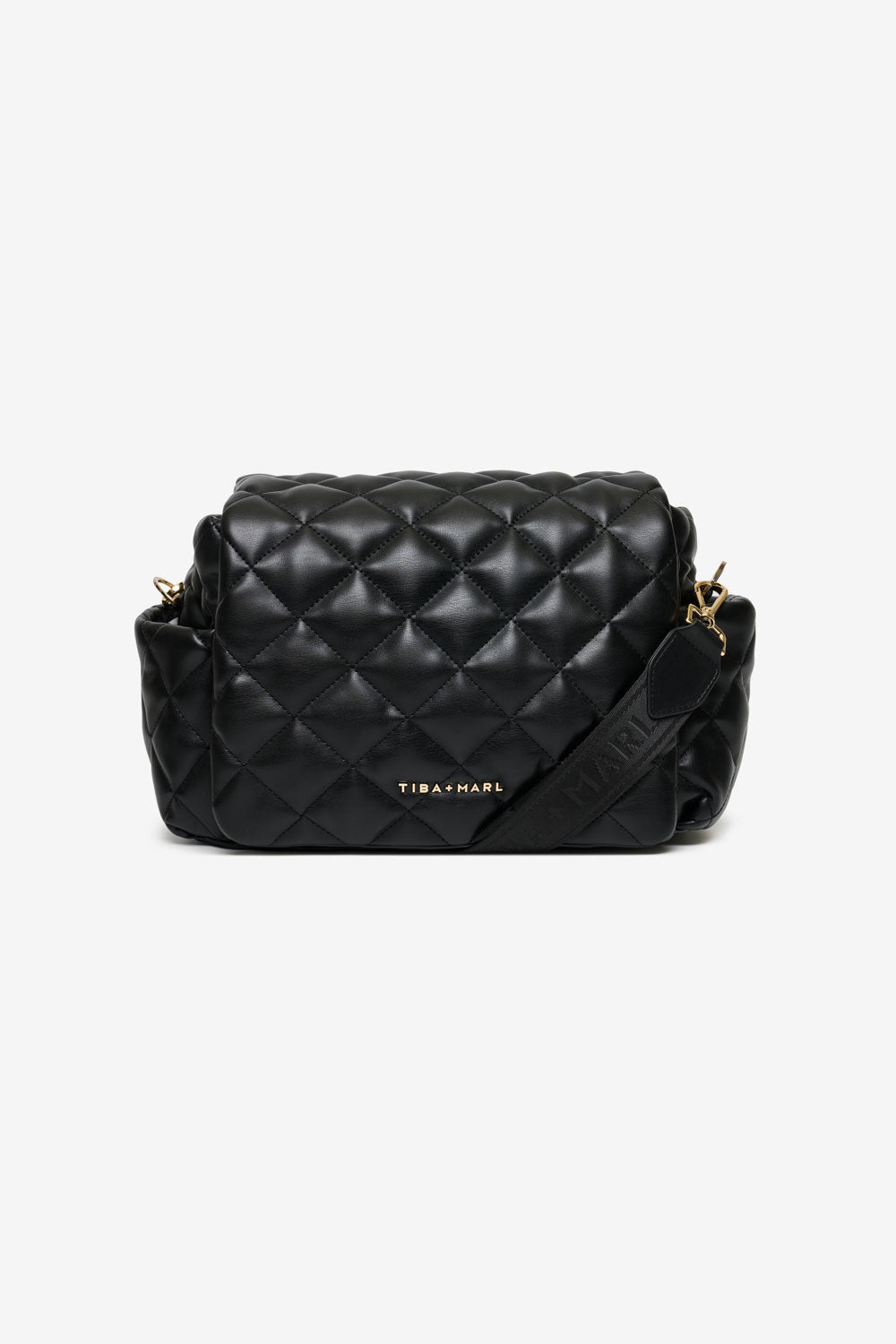 T+M x Selfridges Chain Nova Compact Changing Bag Black Quilted Faux Leather