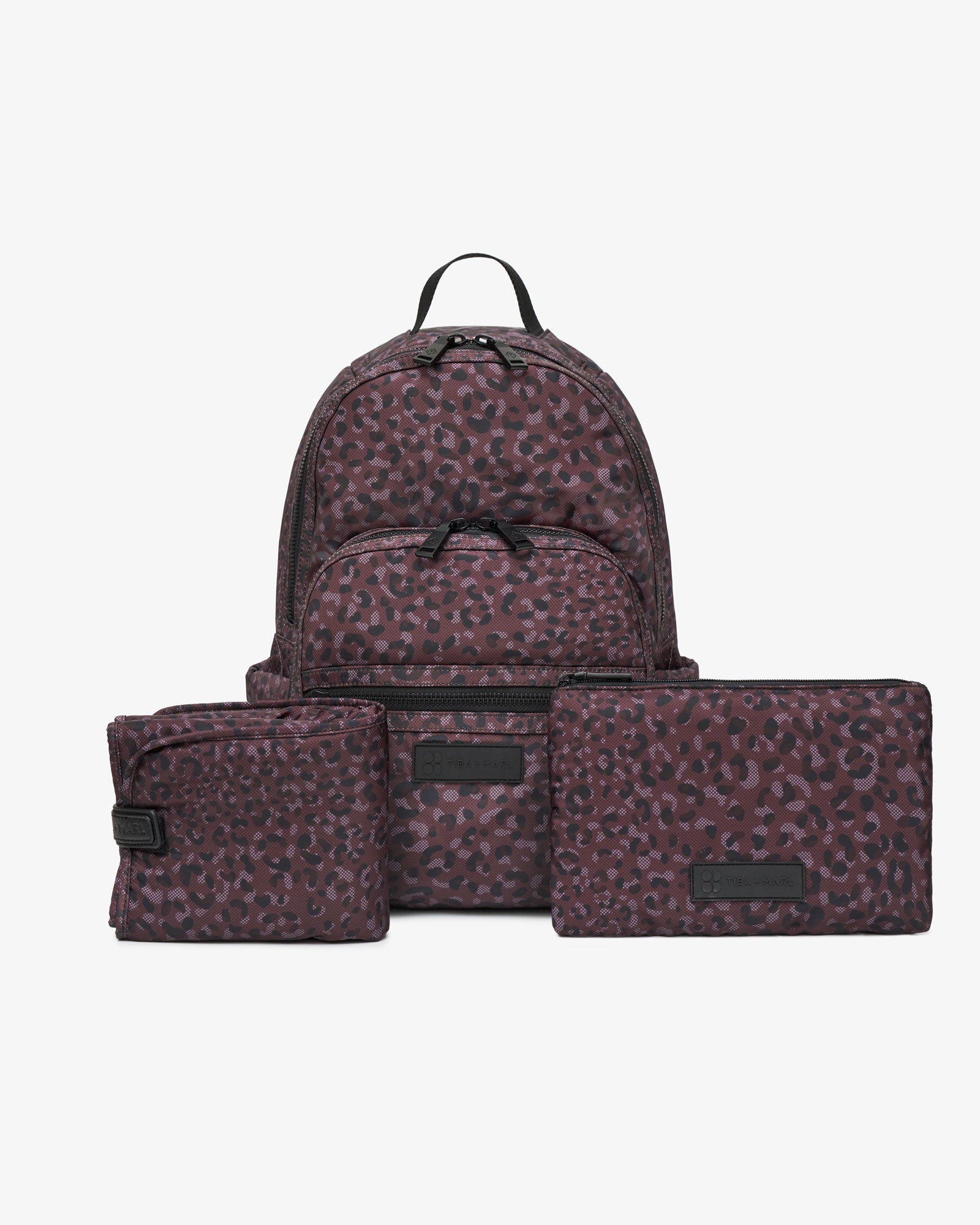 T+M x Sweaty Betty Elwood 2.0 Changing Backpack Woven Dot Leopard