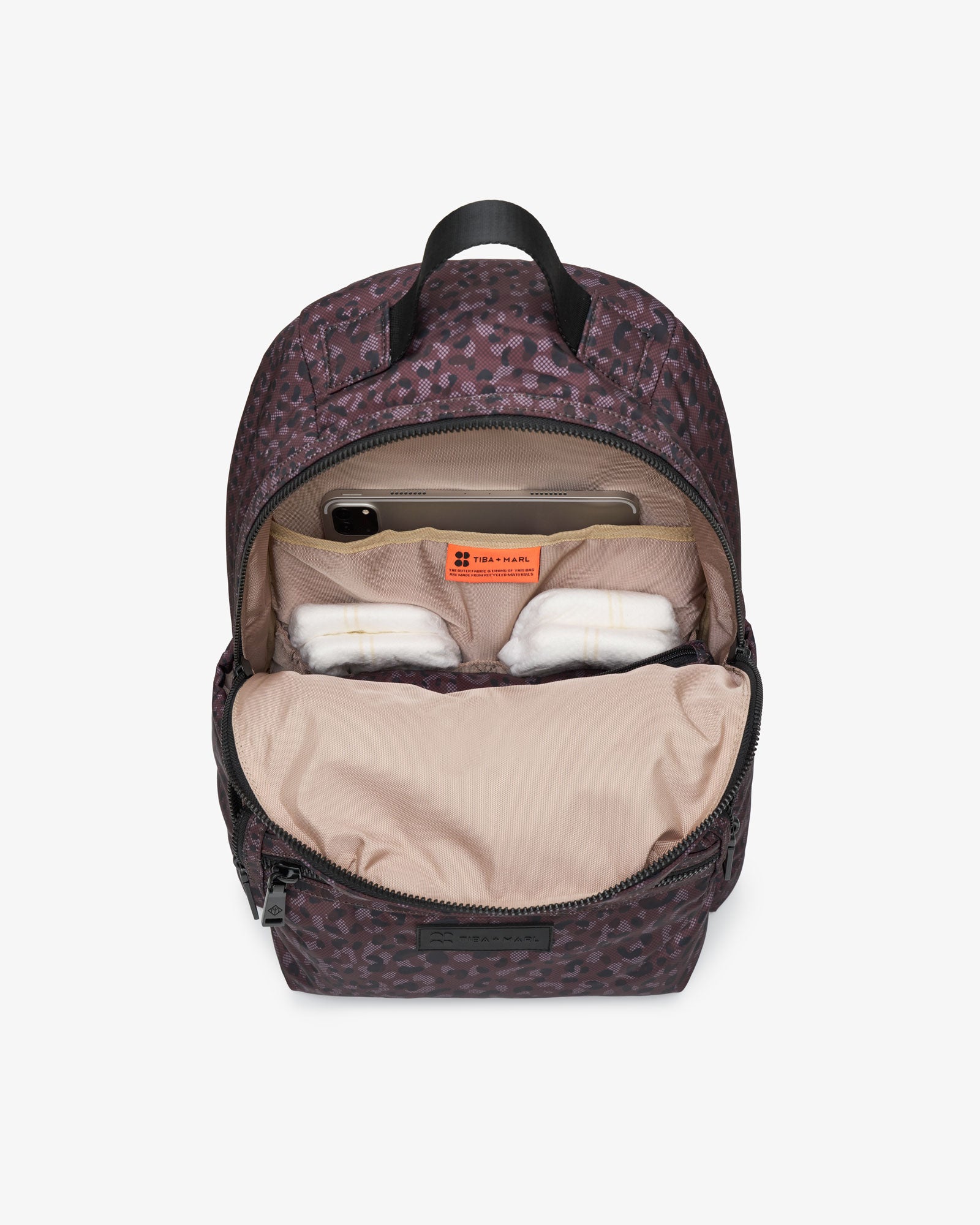 T+M x Sweaty Betty Elwood 2.0 Changing Backpack Woven Dot Leopard