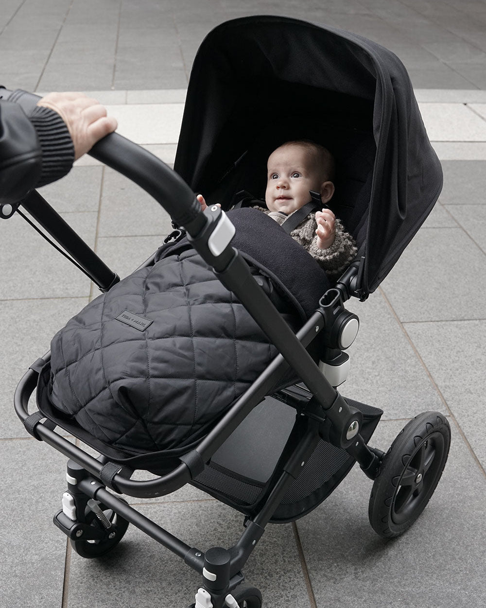 Universal Buggy Footmuff Black Quilted