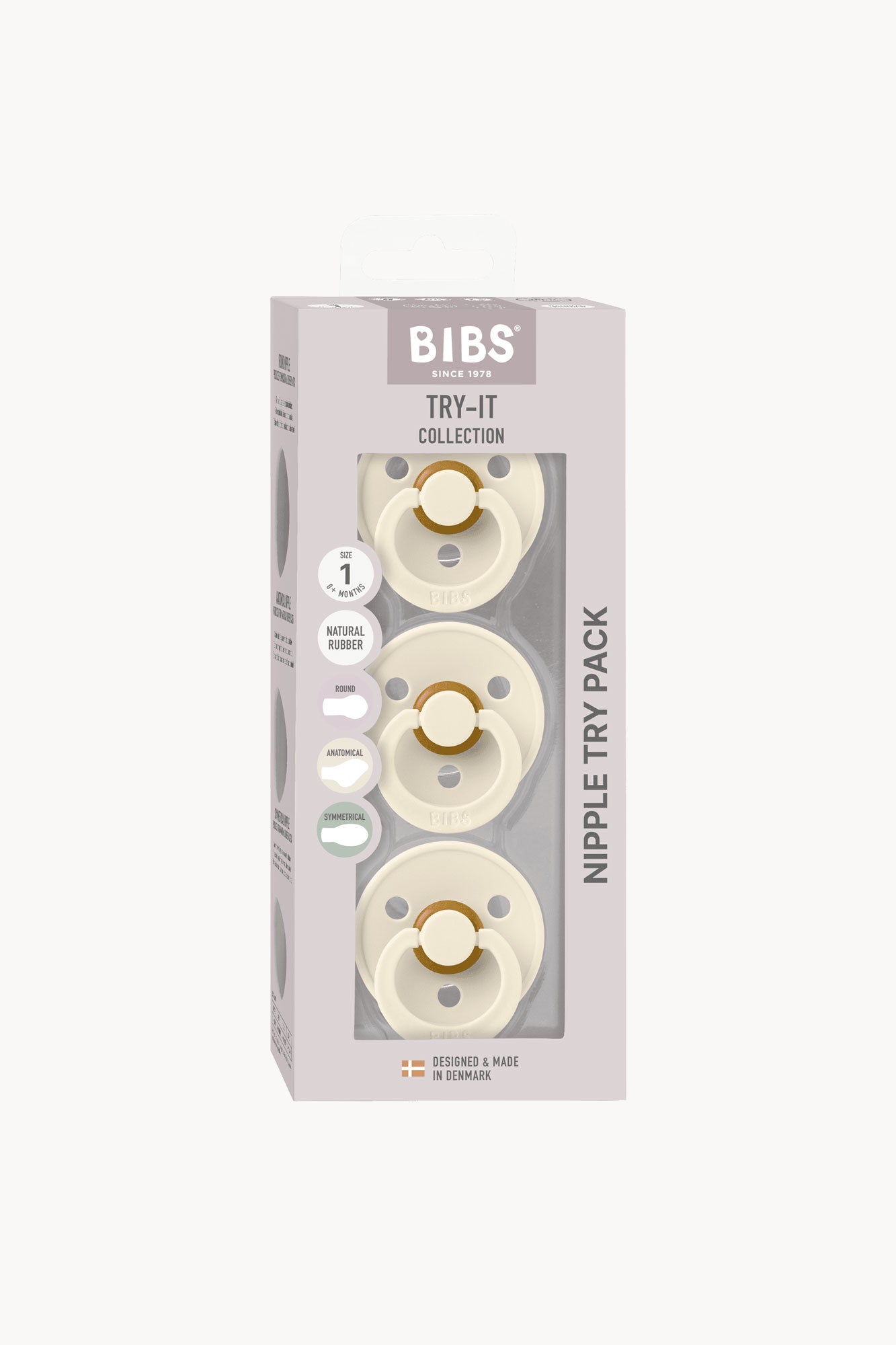 BIBS Pacifiers Try-it Colour 3 PACK Ivory