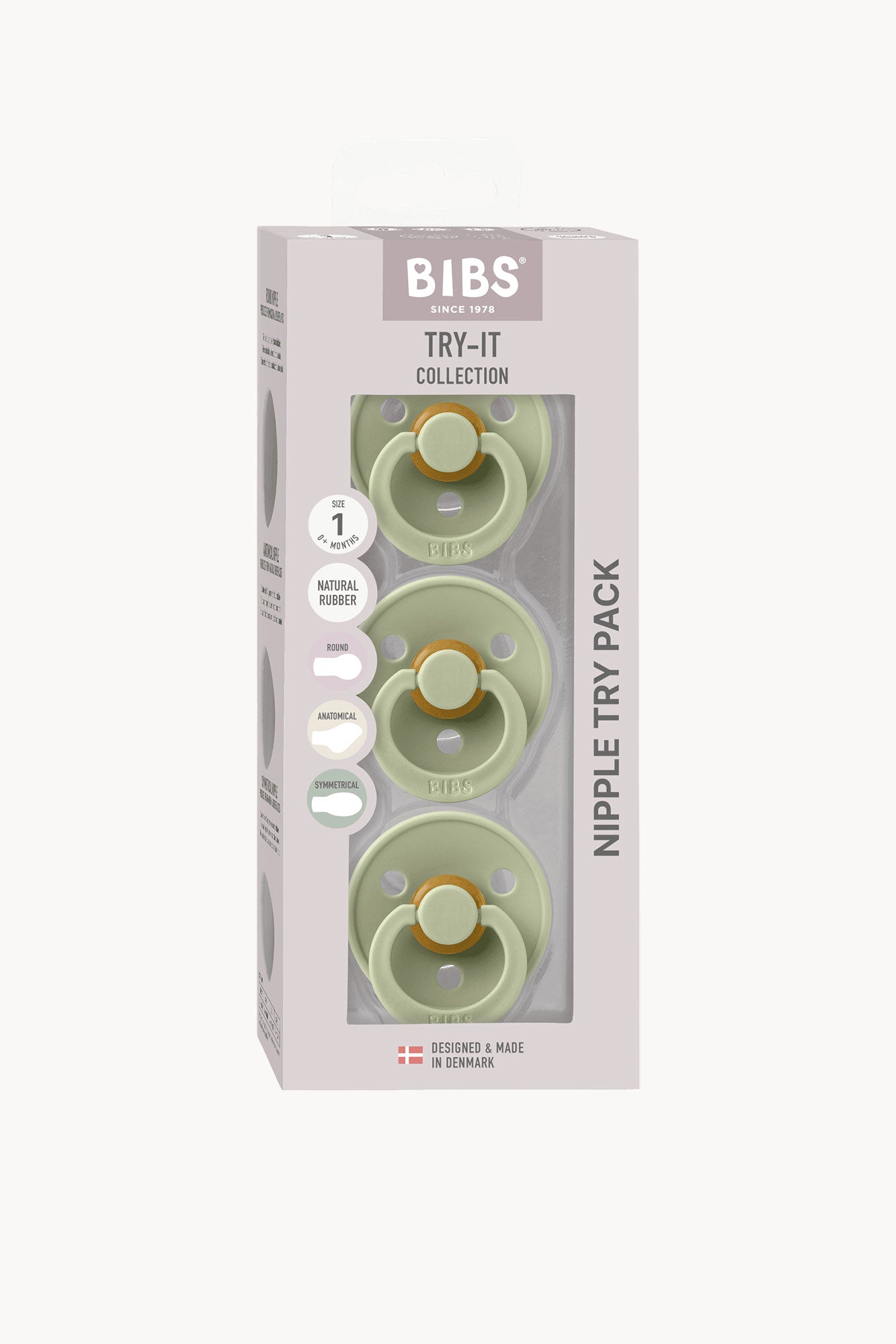 BIBS Pacifiers Try-it Colour 3 PACK Sage