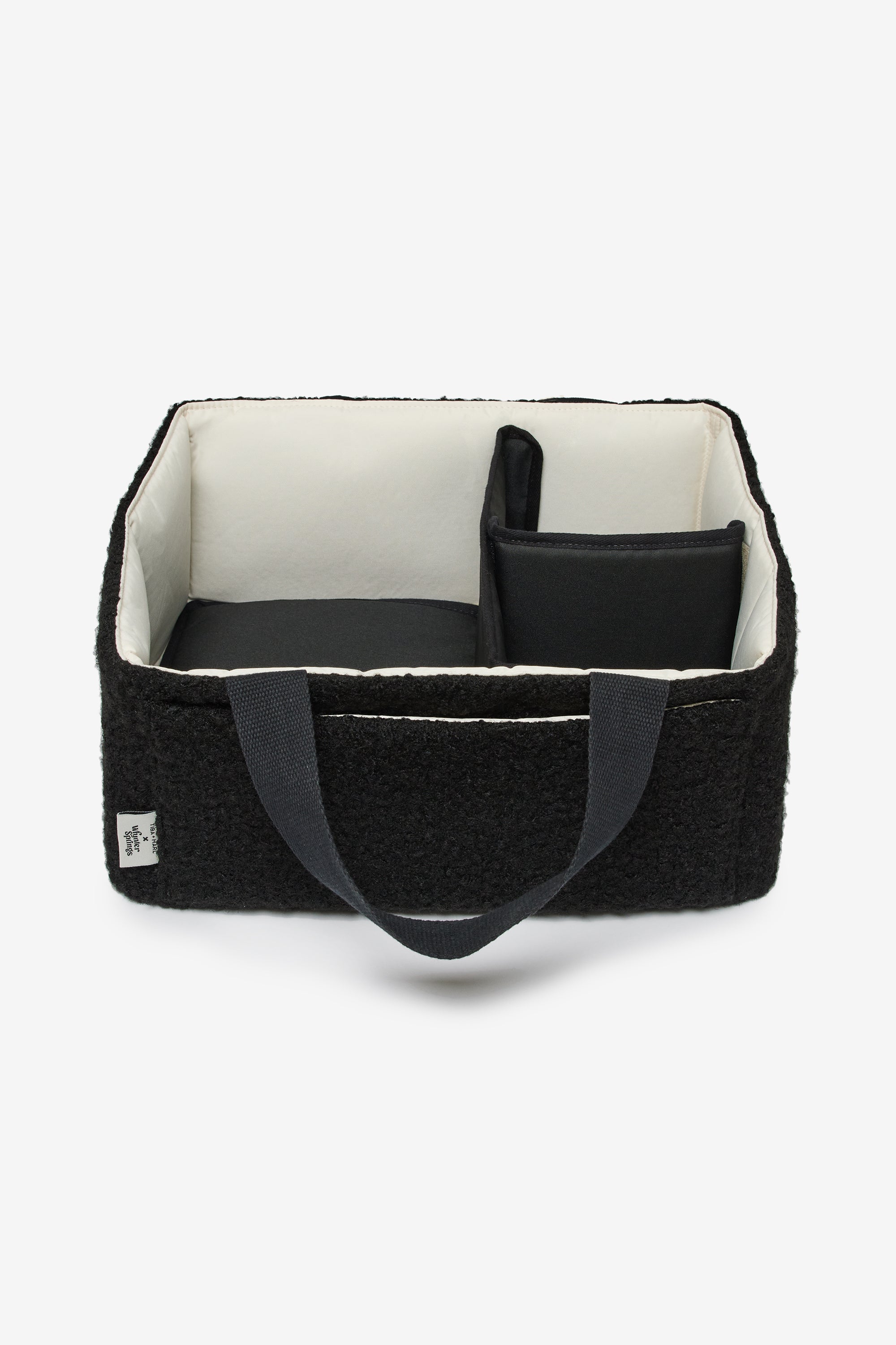 T+M x Whynter Springs Nappy Caddy Organiser Black Boucle