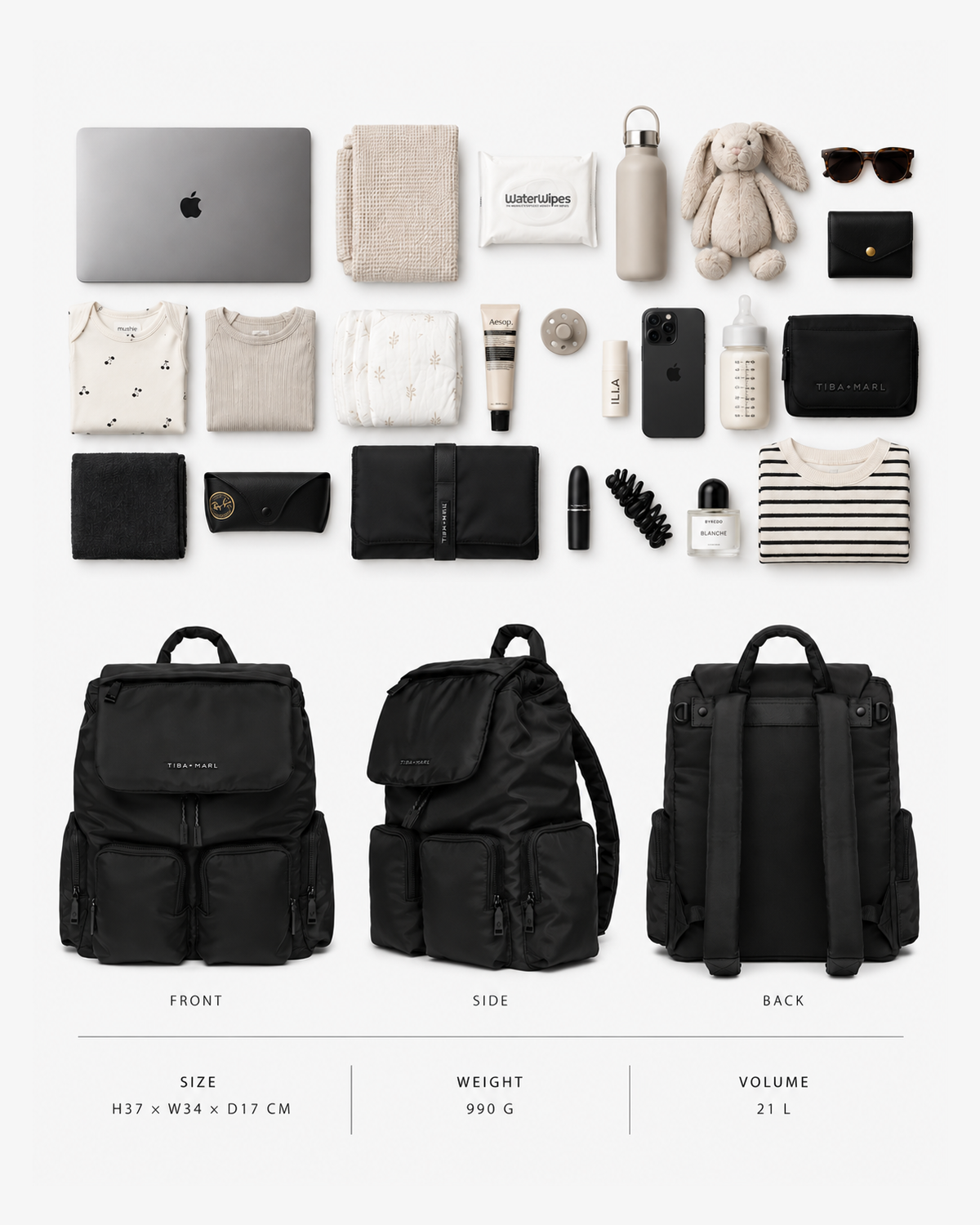Alto Changing Backpack Black