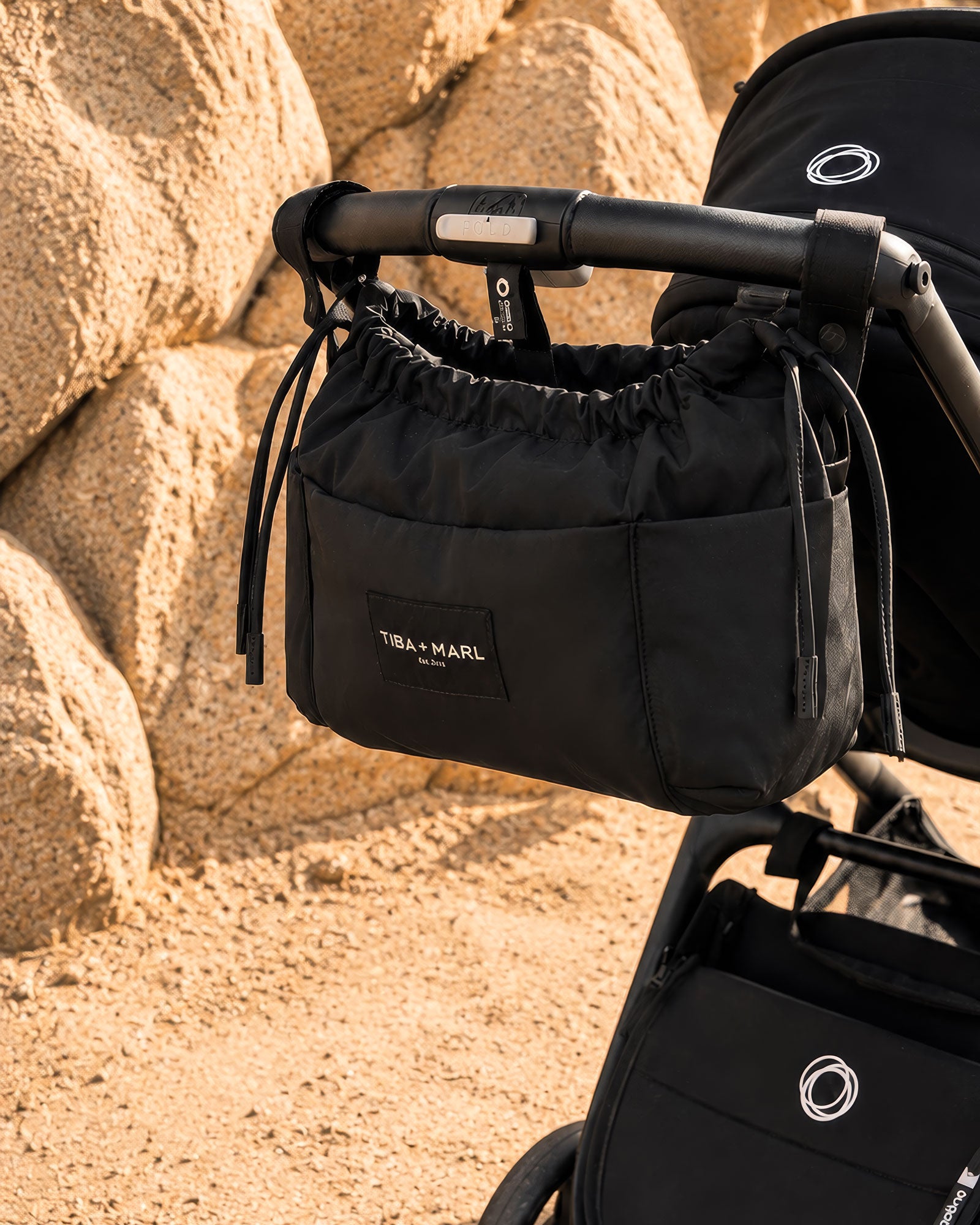 Mini Luna Drawstring Stroller Bag Black