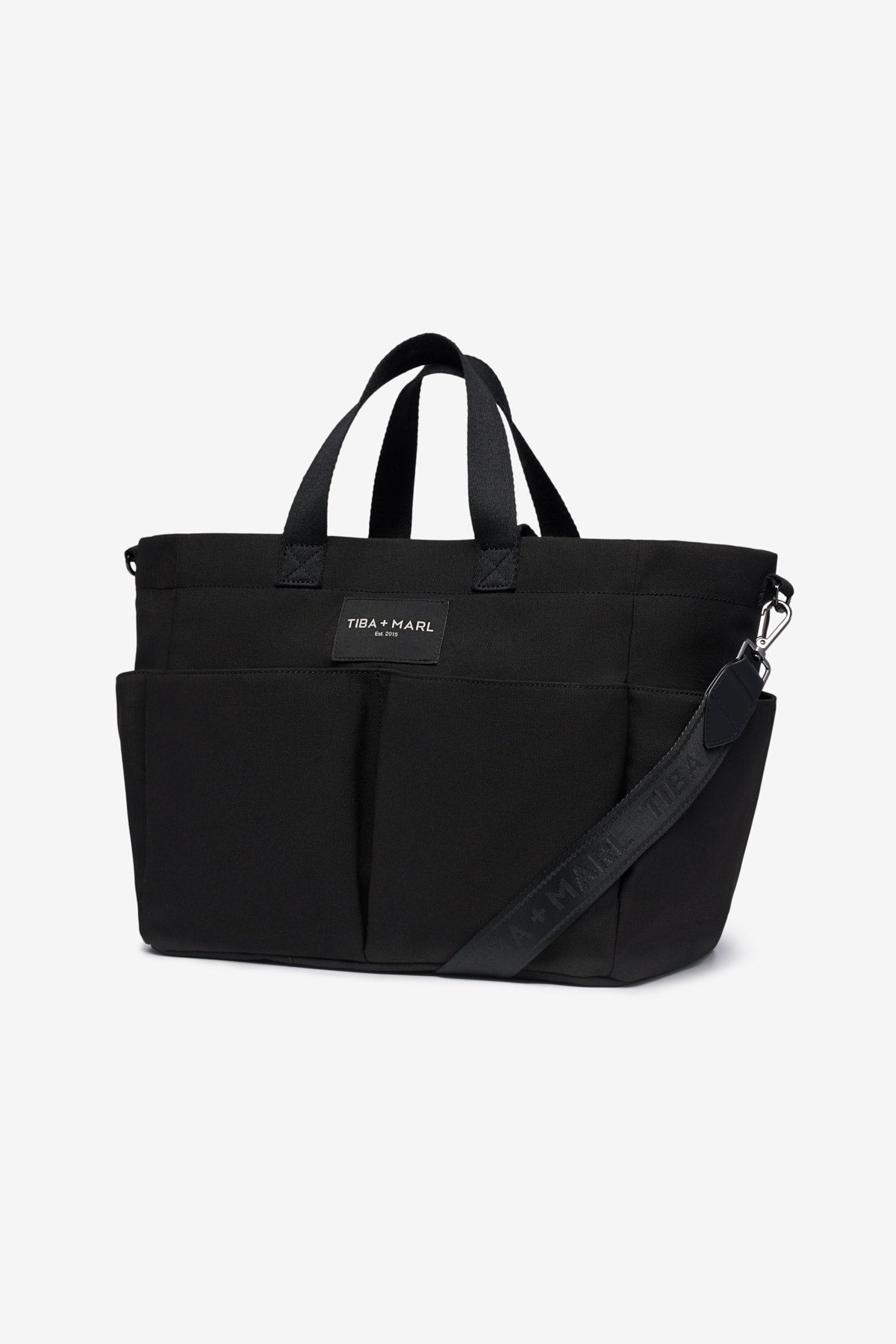 T M Canvas Pocket Tote Black Tiba Marl