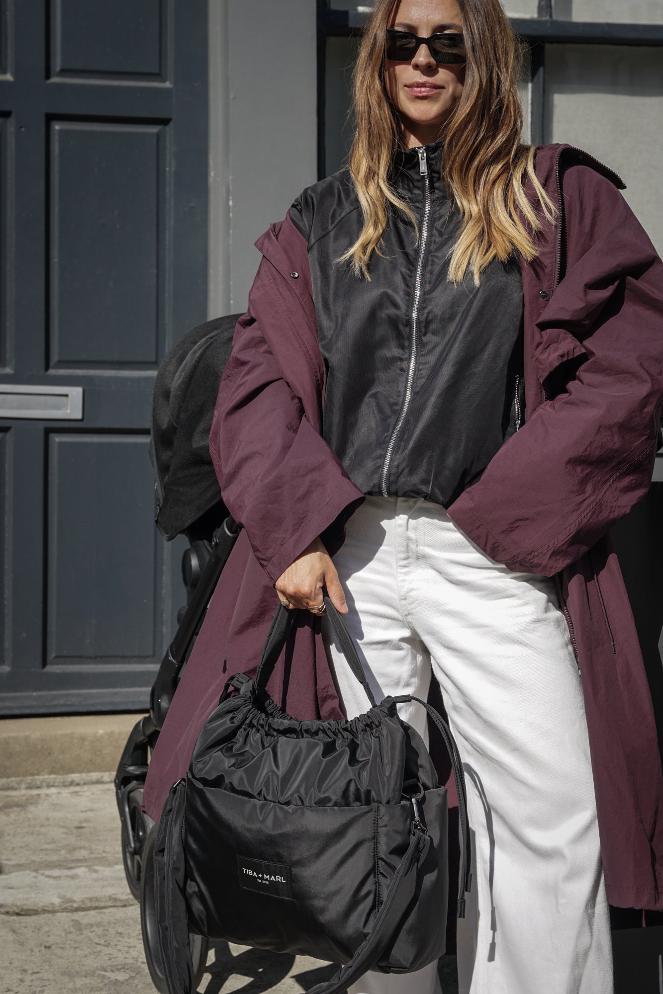 LARGE LUNA DRAWSTRING STROLLER BAG BLACK