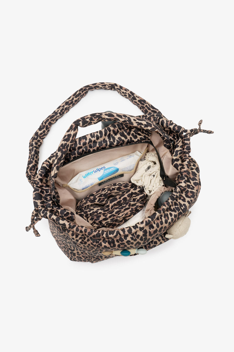 LARGE LUNA DRAWSTRING STROLLER BAG LEOPARD PRINT