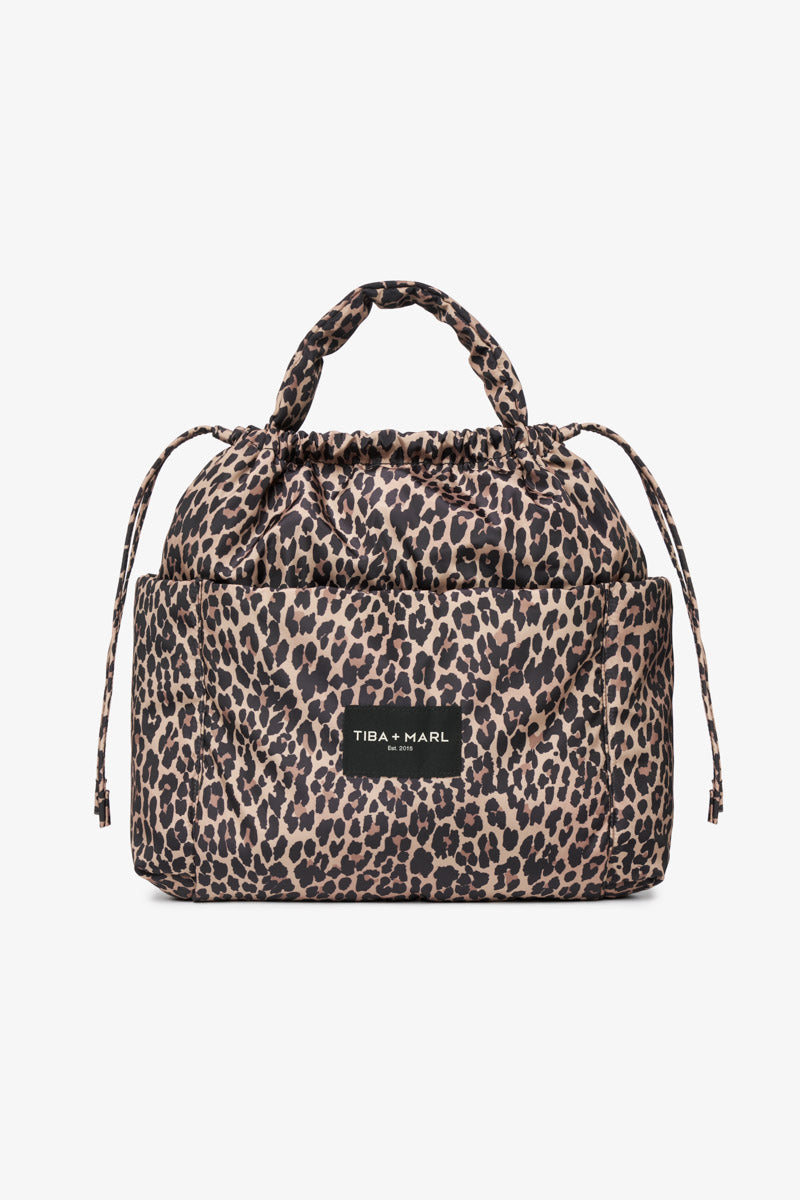 LARGE LUNA DRAWSTRING STROLLER BAG LEOPARD PRINT