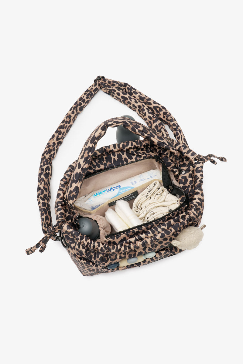 MINI LUNA DRAWSTRING STROLLER BAG LEOPARD PRINT