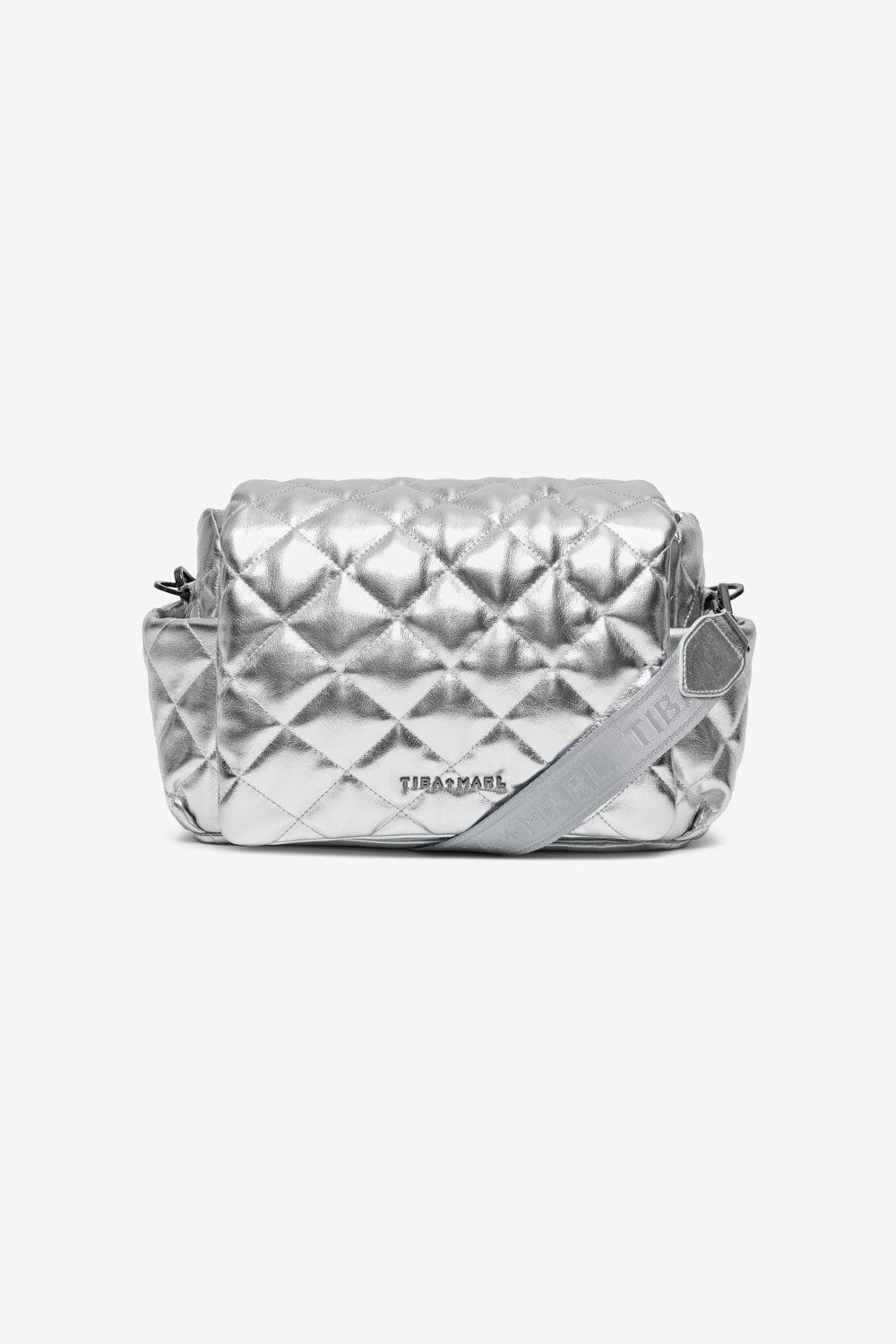 T+M x Selfridges Chain Nova Compact Changing Bag Silver Quilted Faux Leather