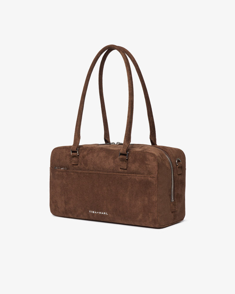 Riley Compact East-West Changing Bag Brown Faux Suede