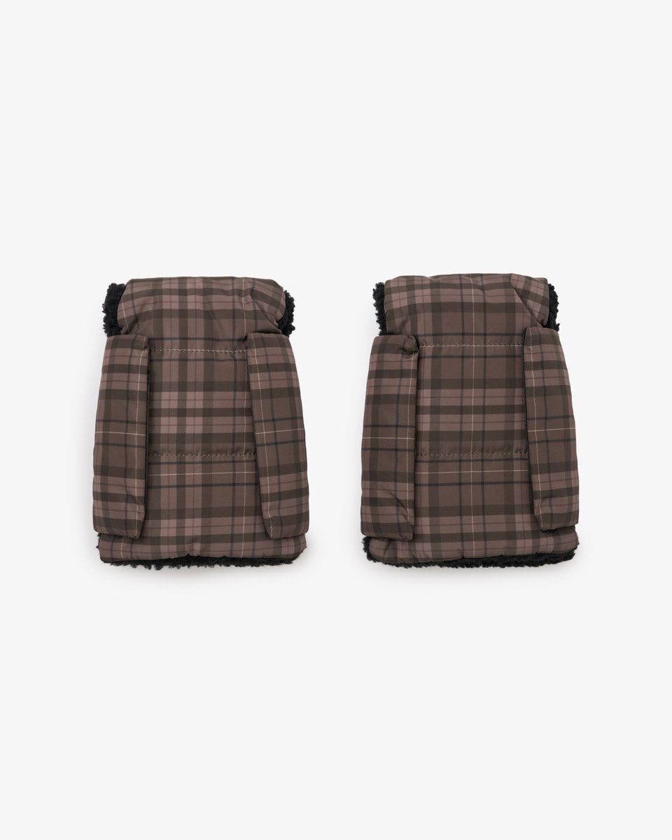 Universal Buggy Handmitts Brown Tonal Tartan Print