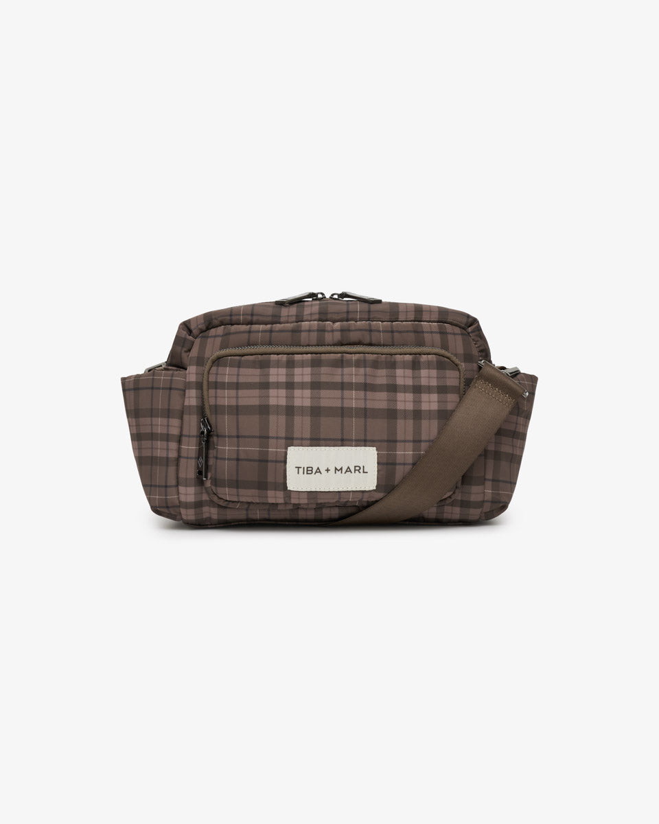 Inka Buggy Organiser Brown Tonal Tartan Print