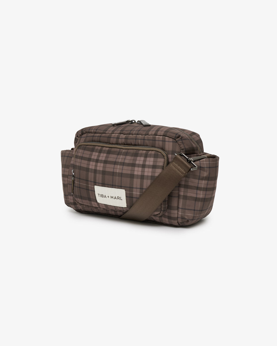 Inka Buggy Organiser Brown Tonal Tartan Print