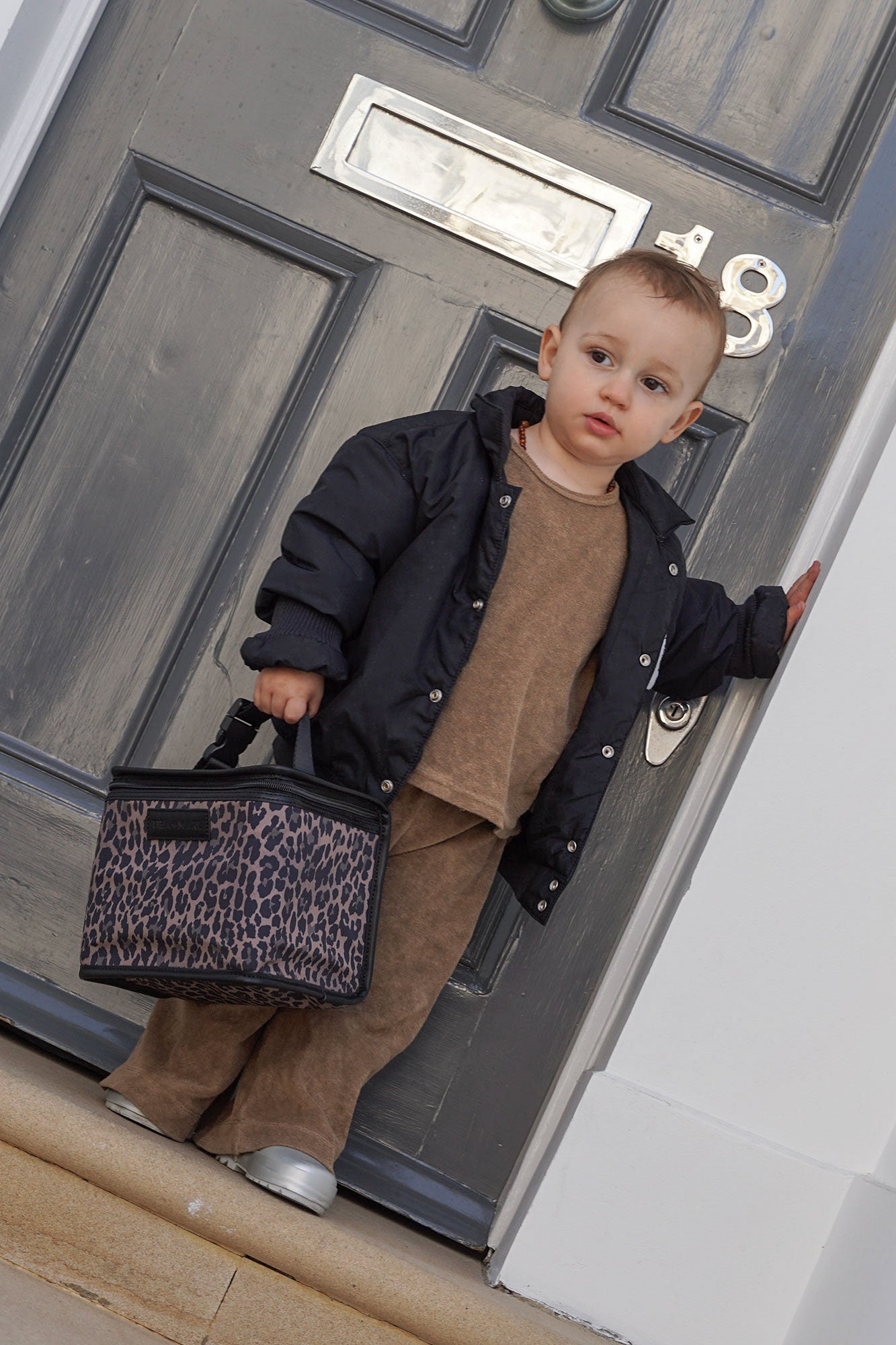 Arlo Lunch Bag / Snack Pack Brown Tonal Leopard Print