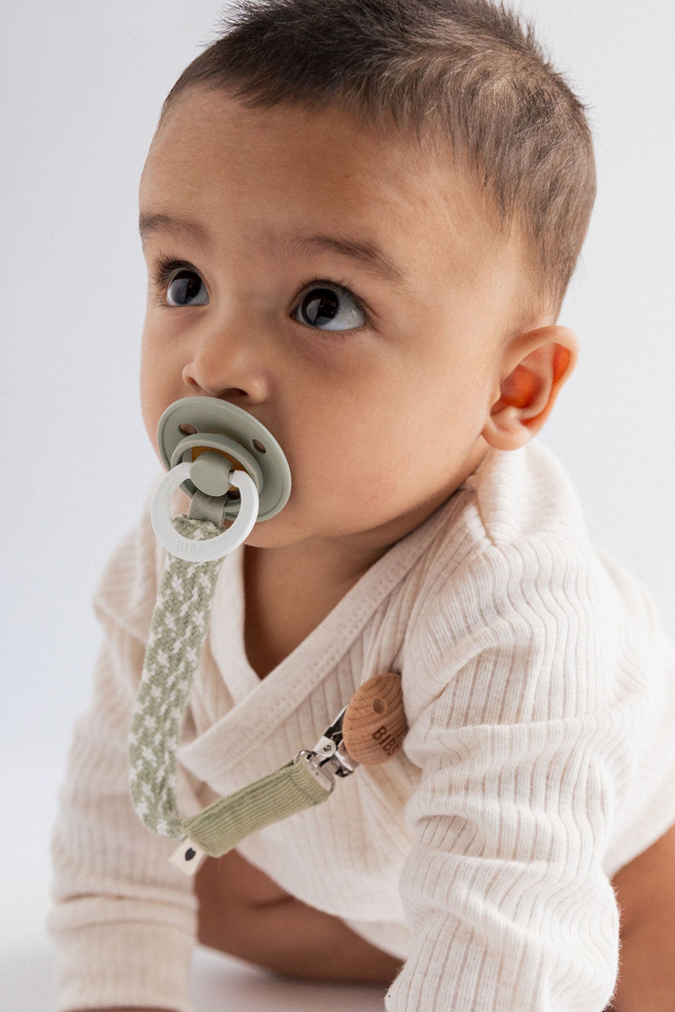 BIBS Pacifier Clip Braided Sage/Ivory