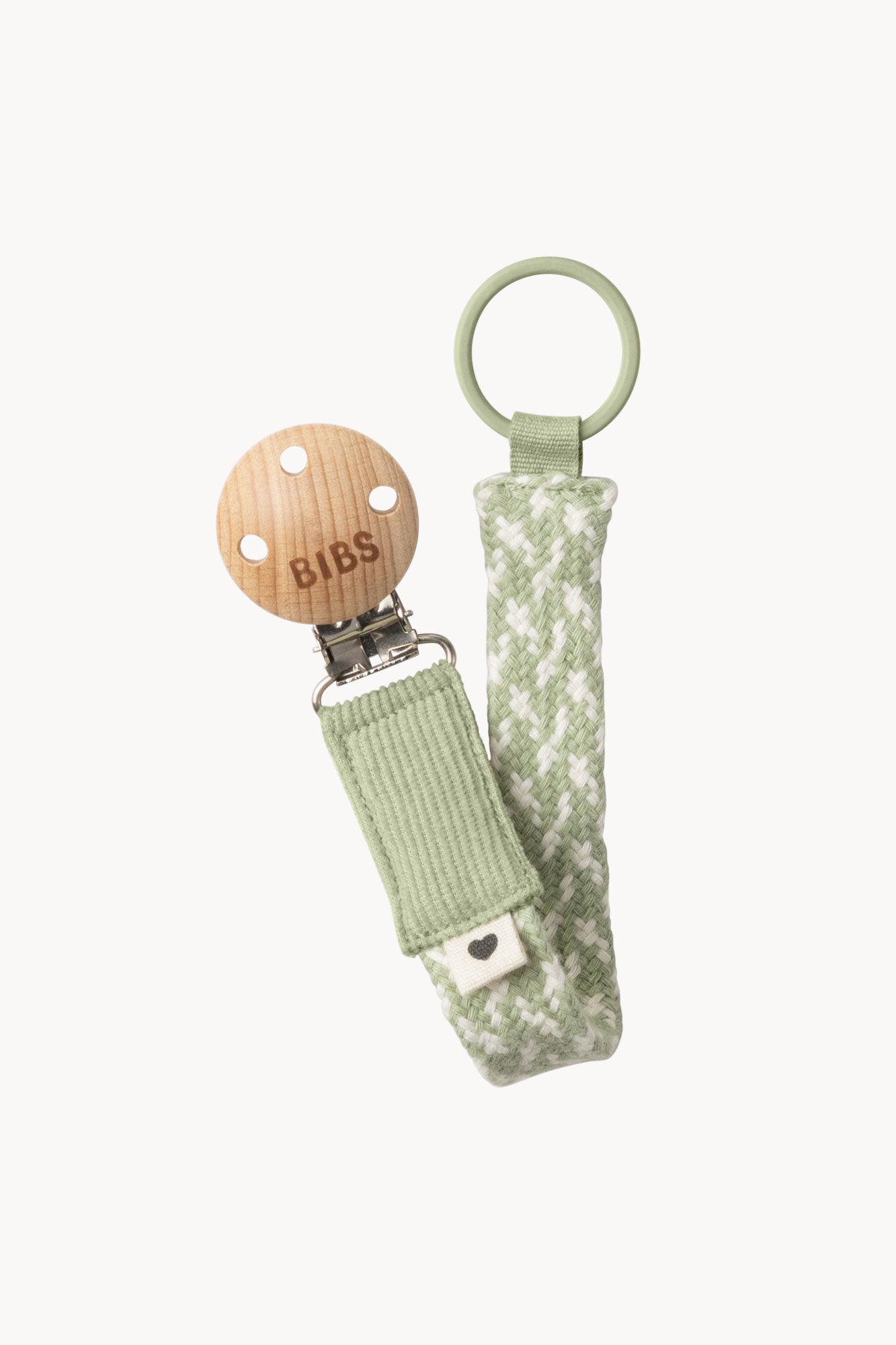 BIBS Pacifier Clip Braided Sage/Ivory