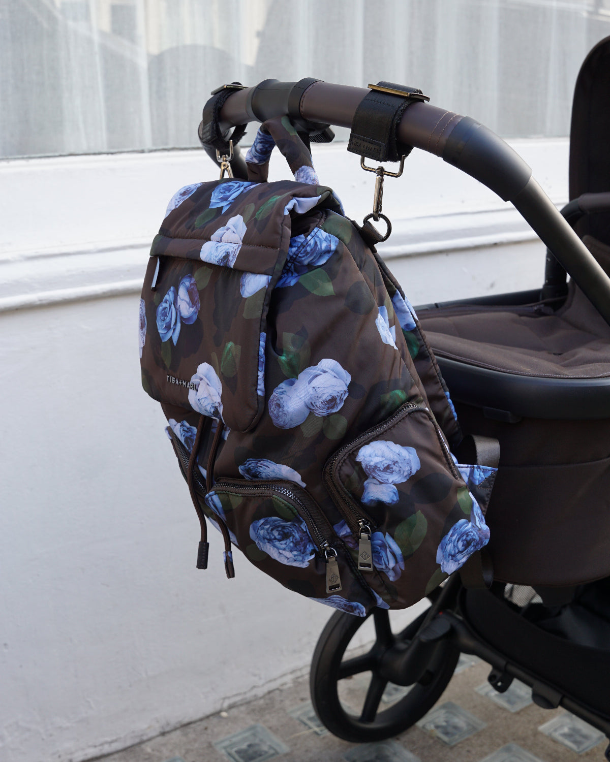 Alto Changing Backpack Brown Modern Floral Print