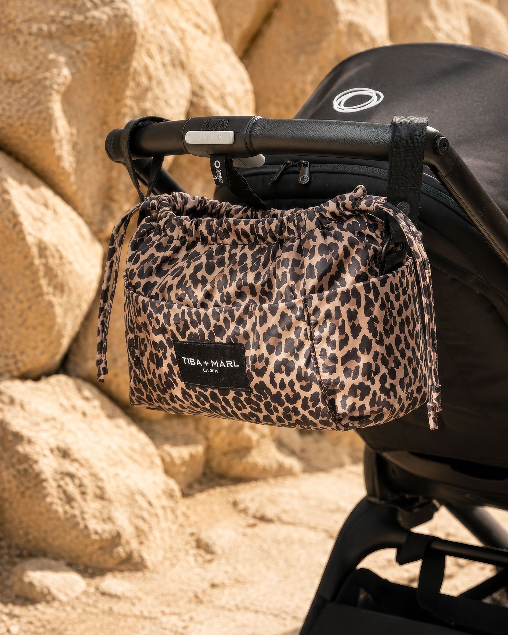 Mini Luna Drawstring Stroller Bag Leopard Print - Tiba + Marl