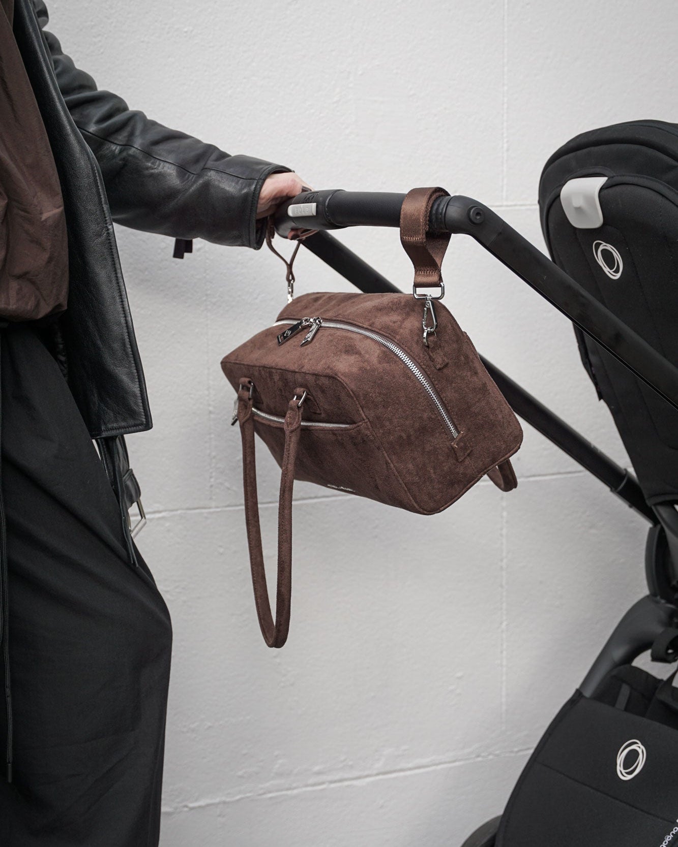 Riley Compact East-West Changing Bag Brown Faux Suede