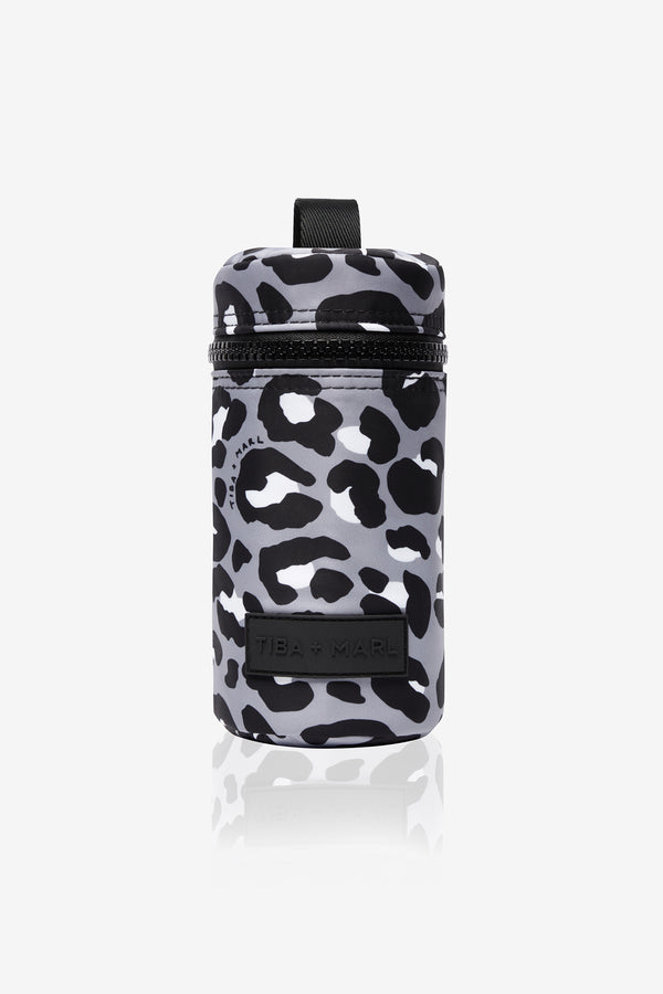 Insulated Bottle Holder Grey / Black Leopard Print