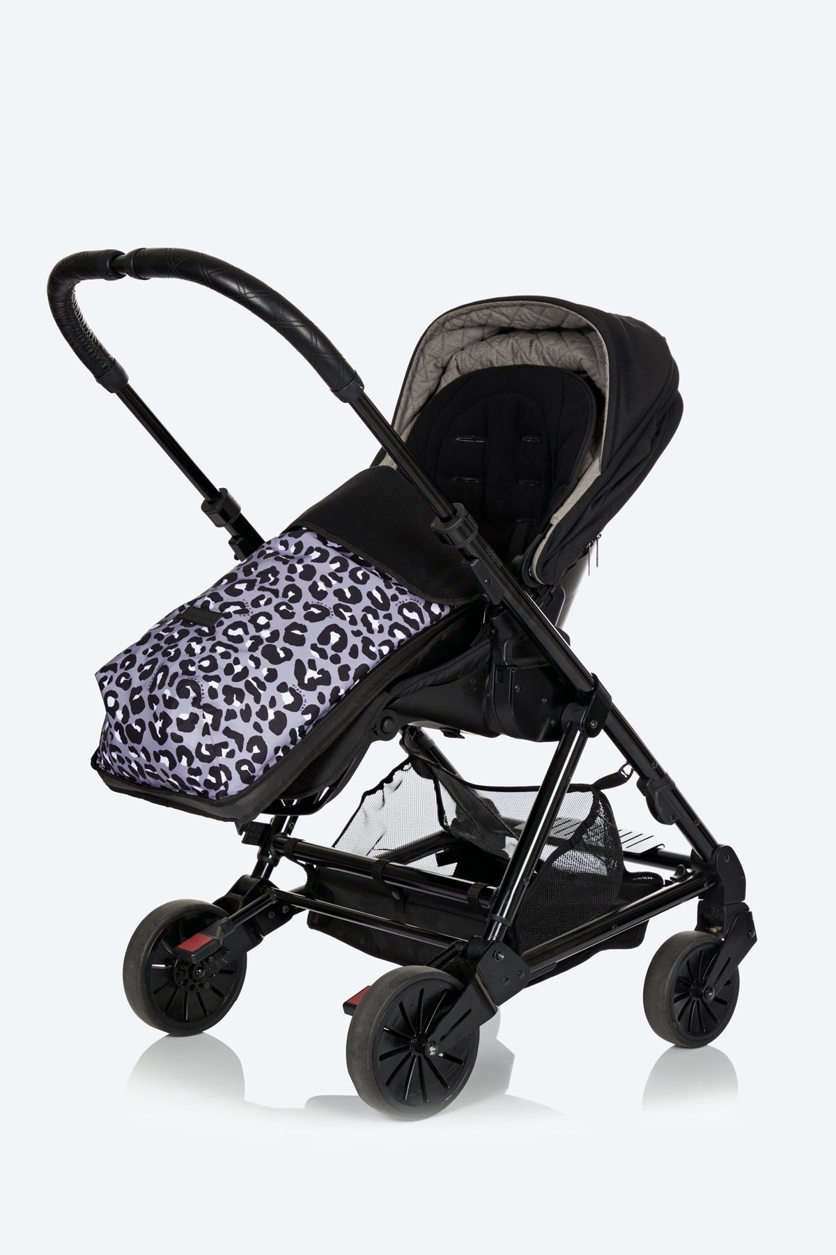 Universal Buggy Footmuff Grey Black Leopard Print Tiba Marl