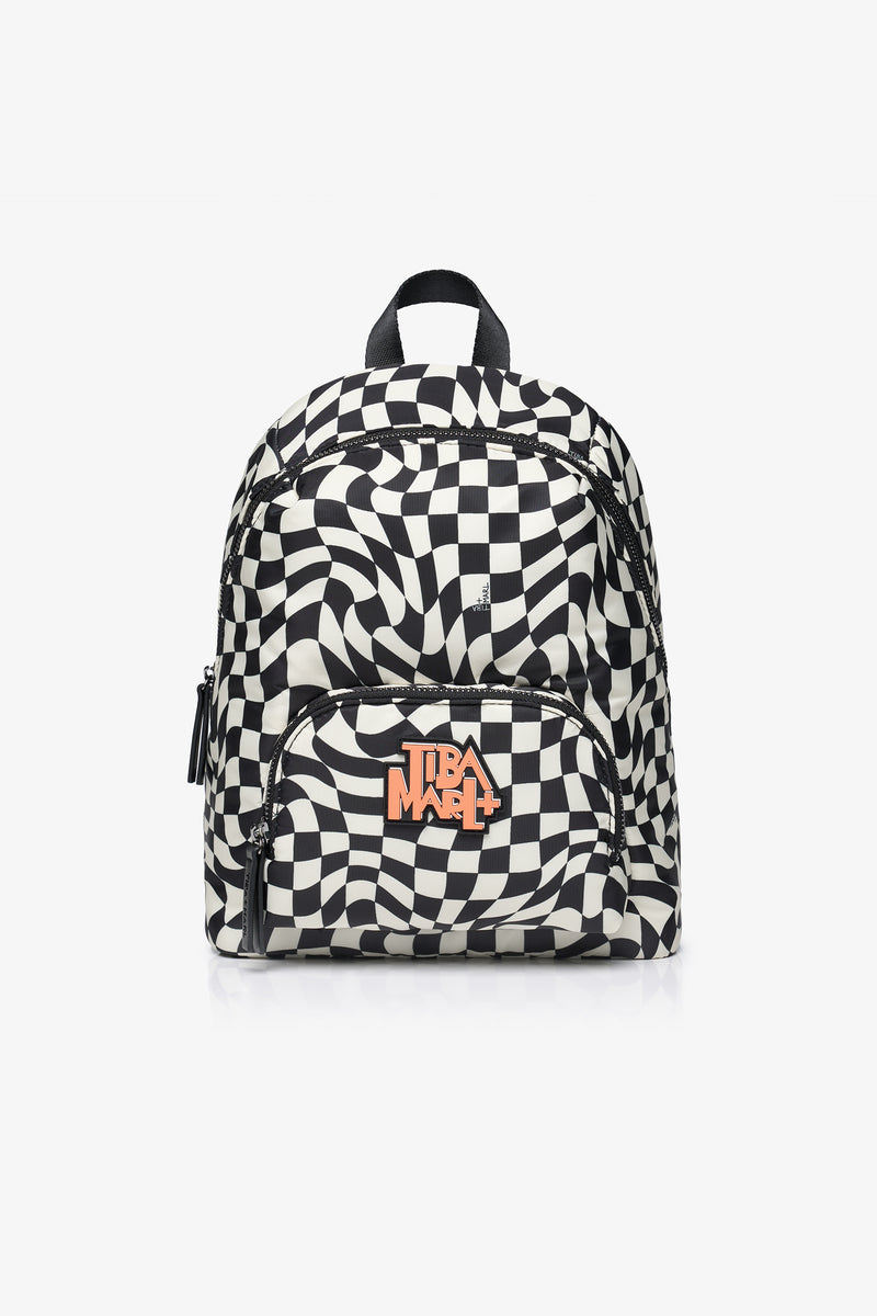 Mini Elwood Kids Backpack Black / Ecru Checkerboard Print