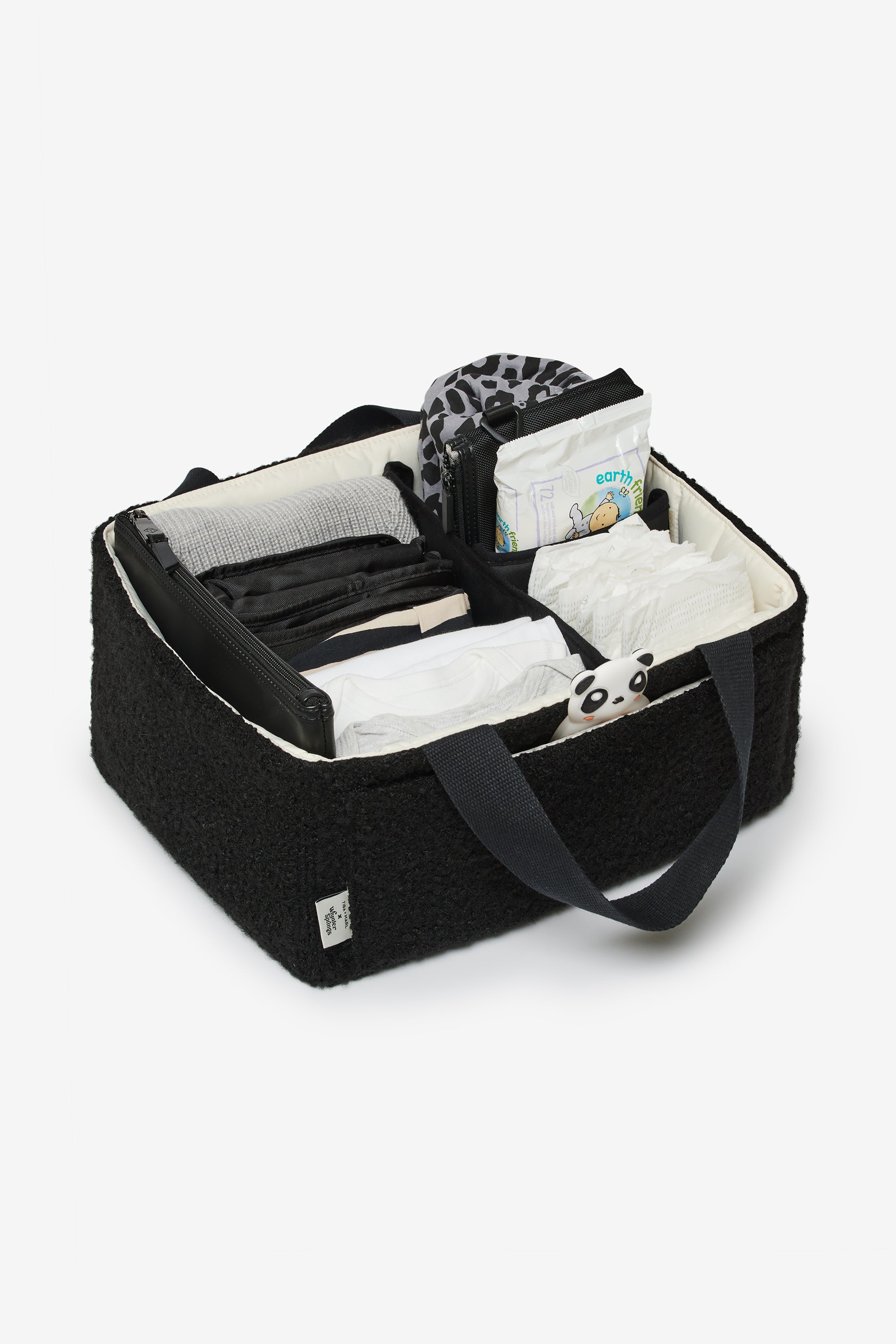T+M x Whynter Springs Nappy Caddy Organiser Black Boucle