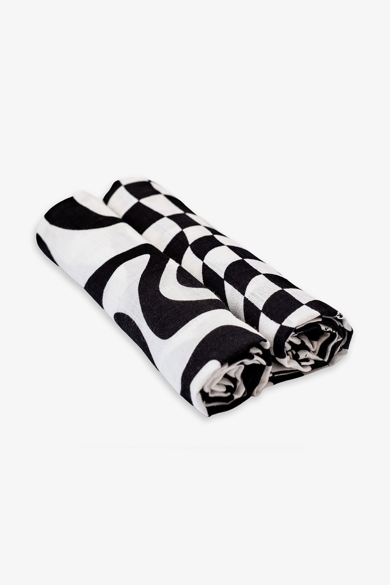 T+M x Etta Loves Organic 2-Pack Muslin Squares Checkerboard + Wave Print